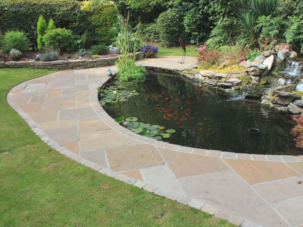 Bronte Indian Sandstone Paving used in a garden pathway