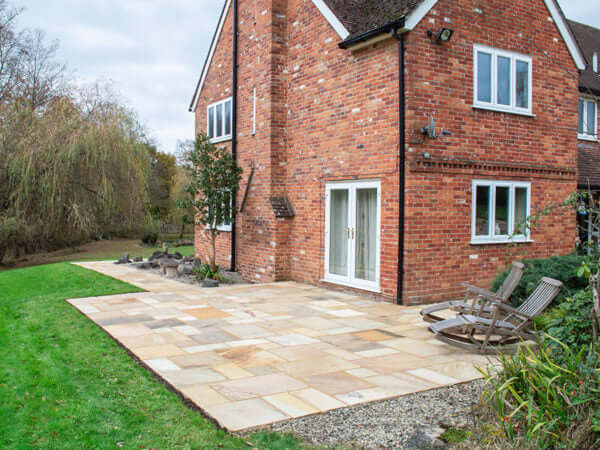 Mint Indian Sandstone Paving house in West Wellow Hampshire