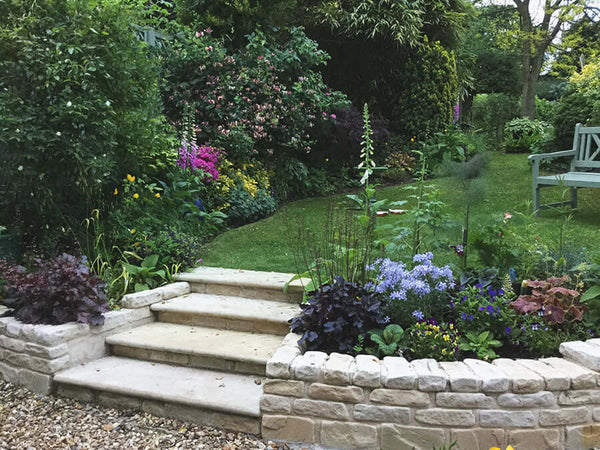  Sawn Mint Bullnose Steps in Garden