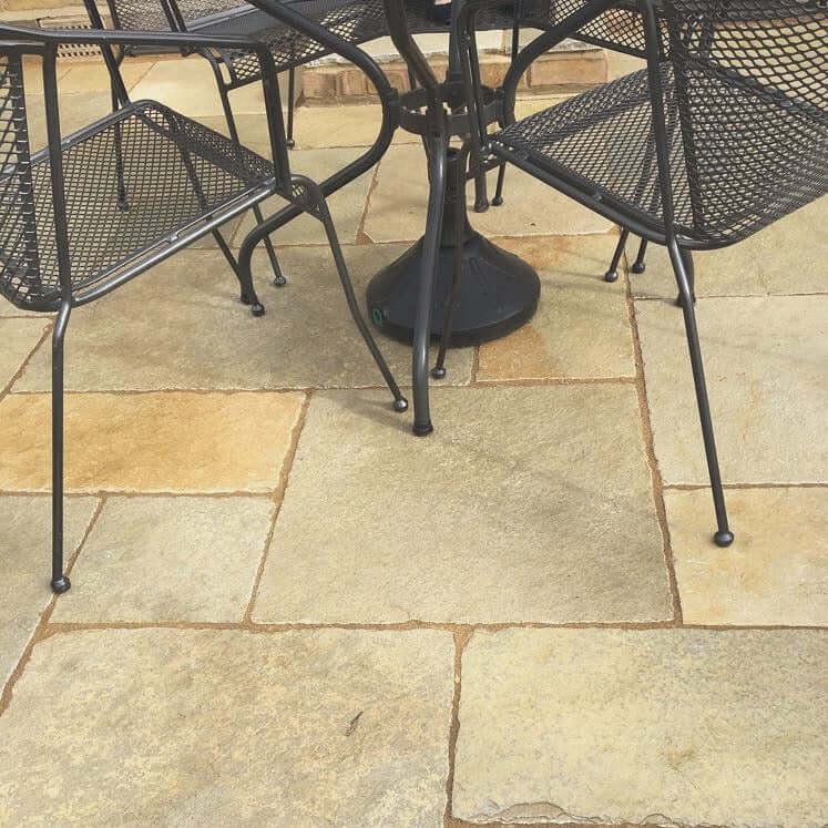 Tumbled Limestone Paving with Garden Chairs