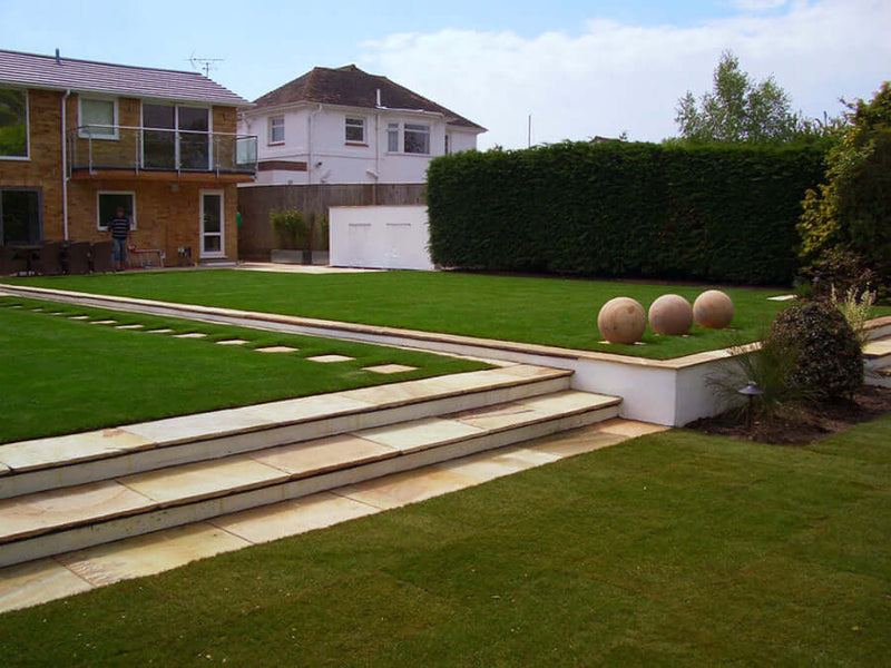 Mint Indian Sandstone Coping Stones as a part of a garden landscaping project