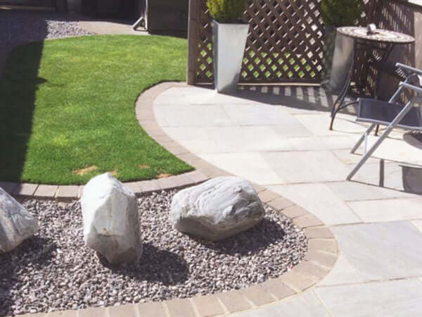 Bronte Sandstone Setts with garden furnishings